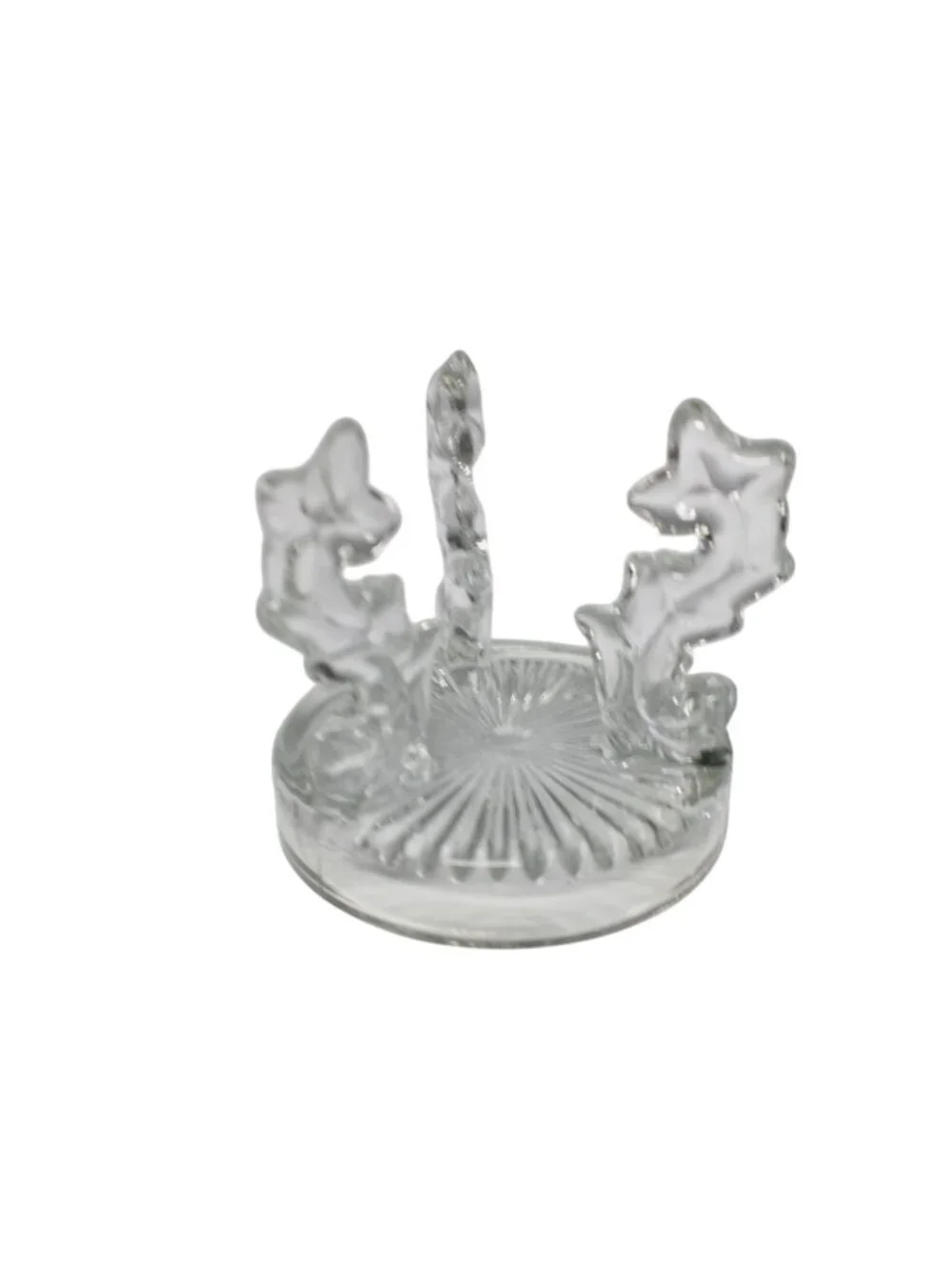 Vintage Pressed Glass Votive Candle Holder Reversible Pedestal Base Ornate Stars